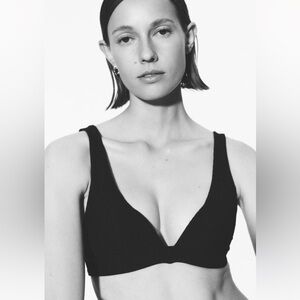 H&M black textured padded bikini